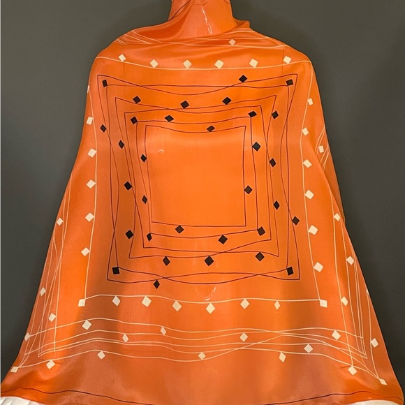 Sally Gee Accessories - Vintage Tangerine Sally Gee Silk Scarf 30 In Sq Excellent Condition